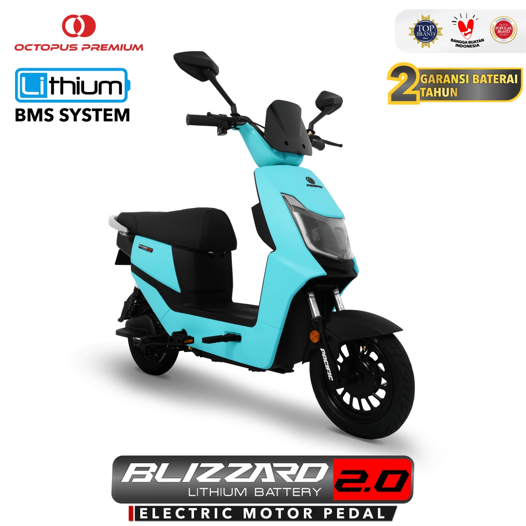 sepeda listrik pacific blizzard 2.0 baterai lithium biru