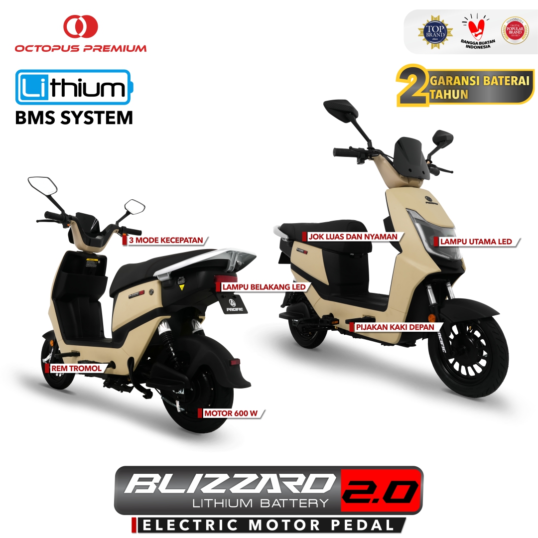 fitur sepeda listrik pacific blizzard 2.0 baterai lithium