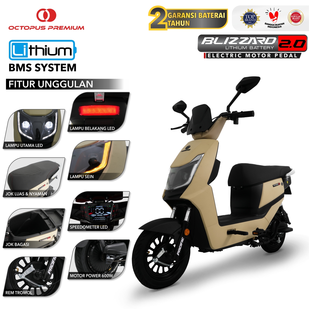spesifikasi sepeda listrik pacific blizzard 2.0 baterai lithium