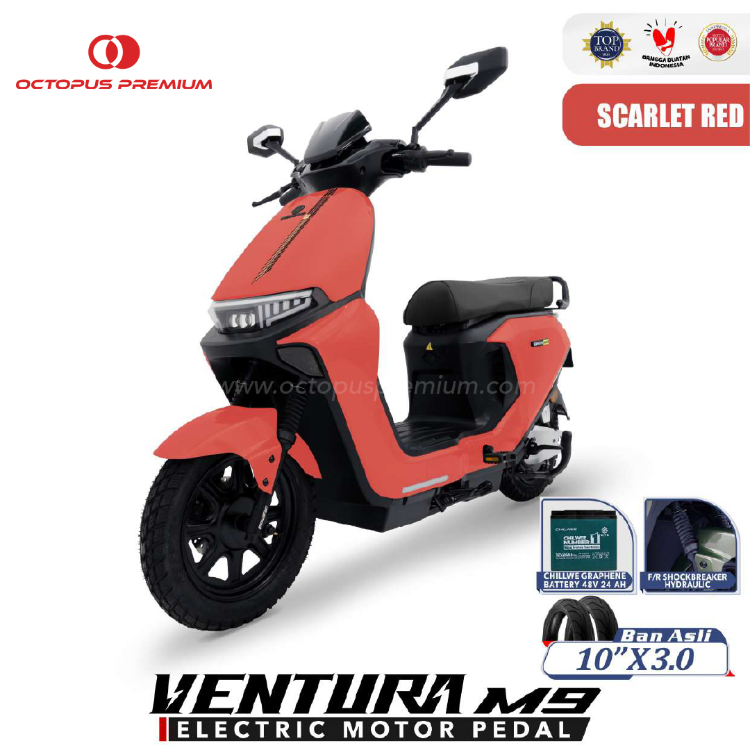 Sepeda Motor Pedal Listrik Pacific Ventura M9 merah