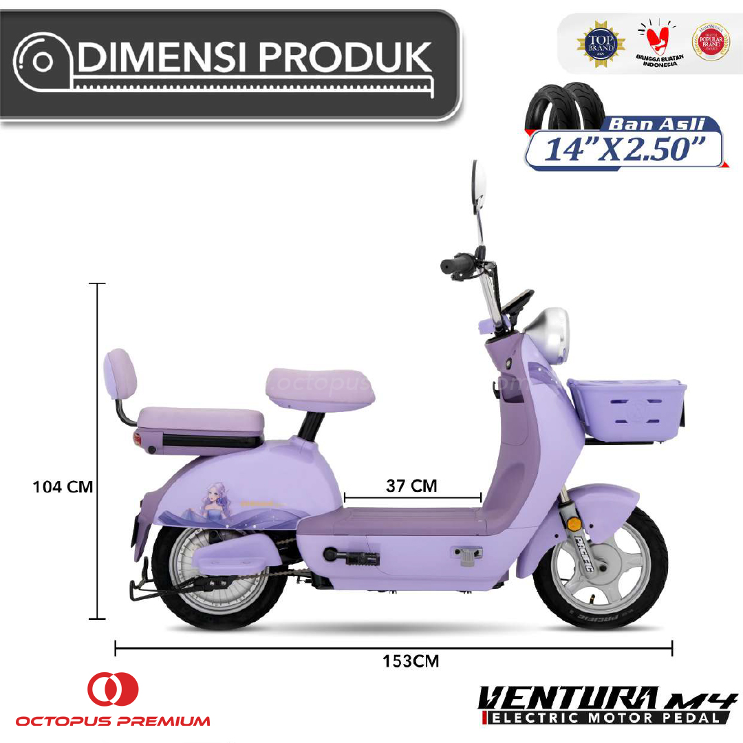 dimensi ukuran sepeda listrik pacific ventura m4
