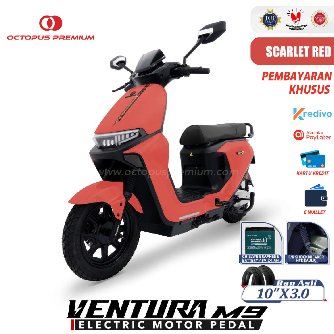 Kredit Sepeda Motor Pedal Listrik Pacific Ventura M9 merah
