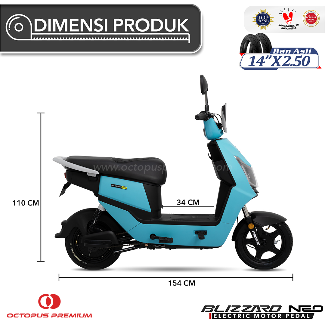 Dimensi Sepeda Listrik Pacific Blizzard Neo