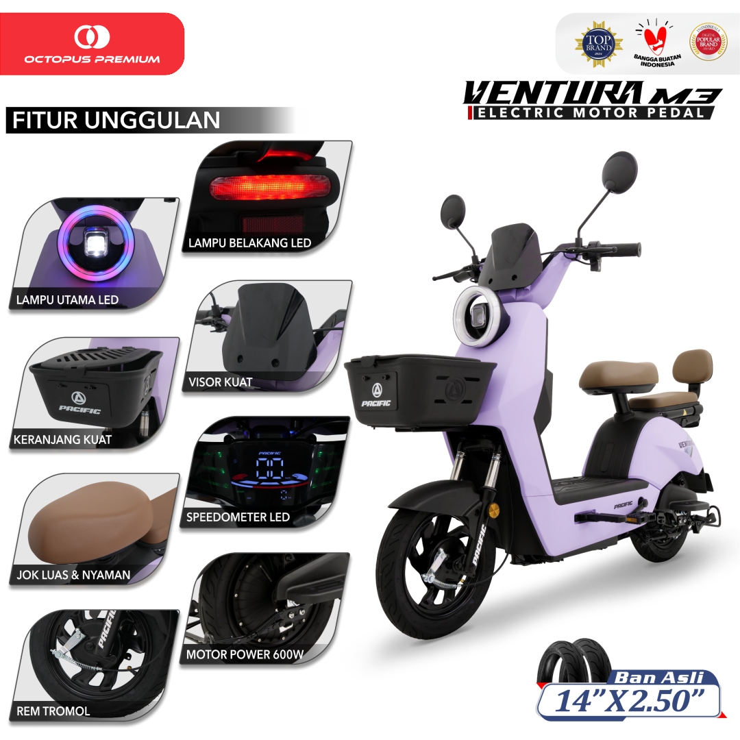 spesifikasi sepeda listrik pacific ventura m3