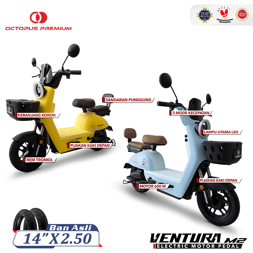 fitur sepeda listrik pacific ventura m2 biru kuning