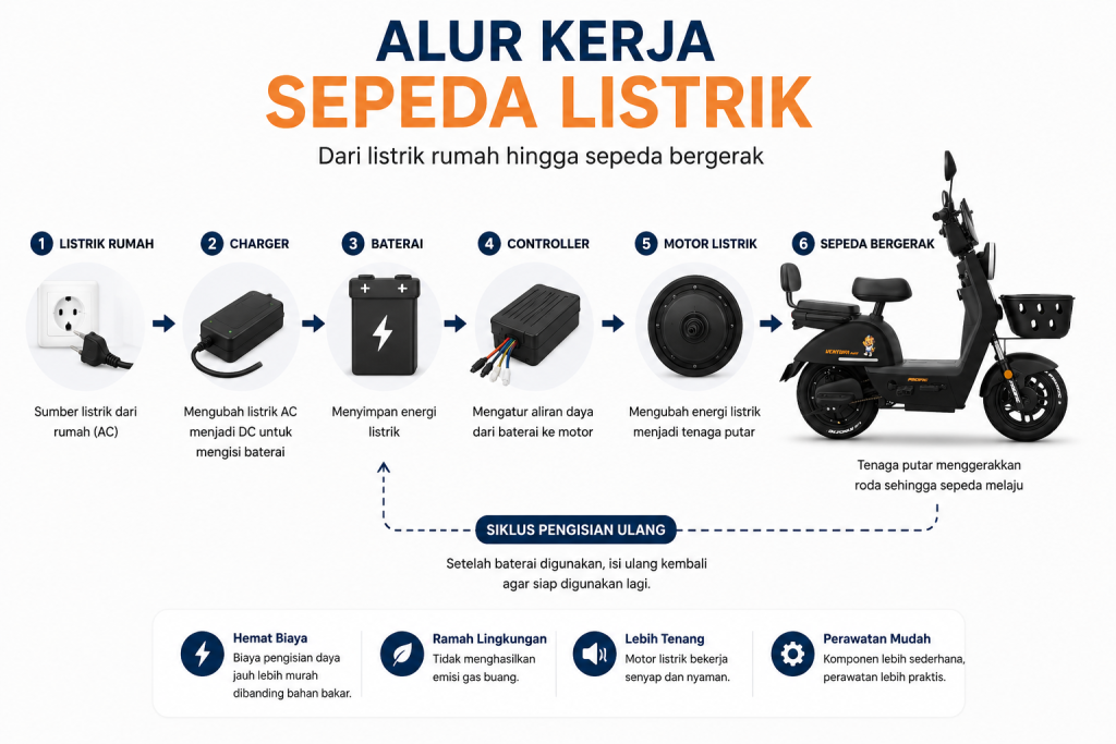 Alur Kerja Sepeda Listrik
